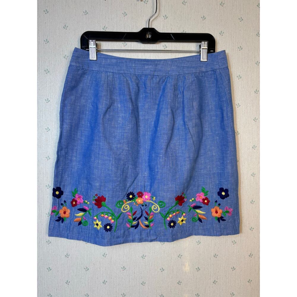 Talbots Linen Cotton Floral Embroidered Skirt 6 and Top Small Set Artisan Resort - Picture 11 of 13